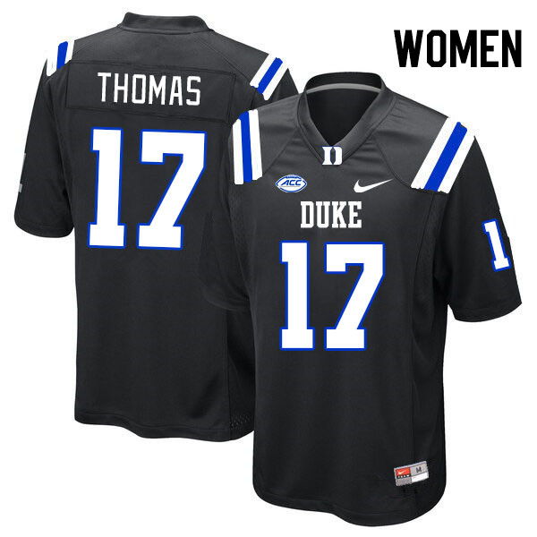 Women #17 Star Thomas Duke Blue Devils College Football Jerseys Stitched-Black